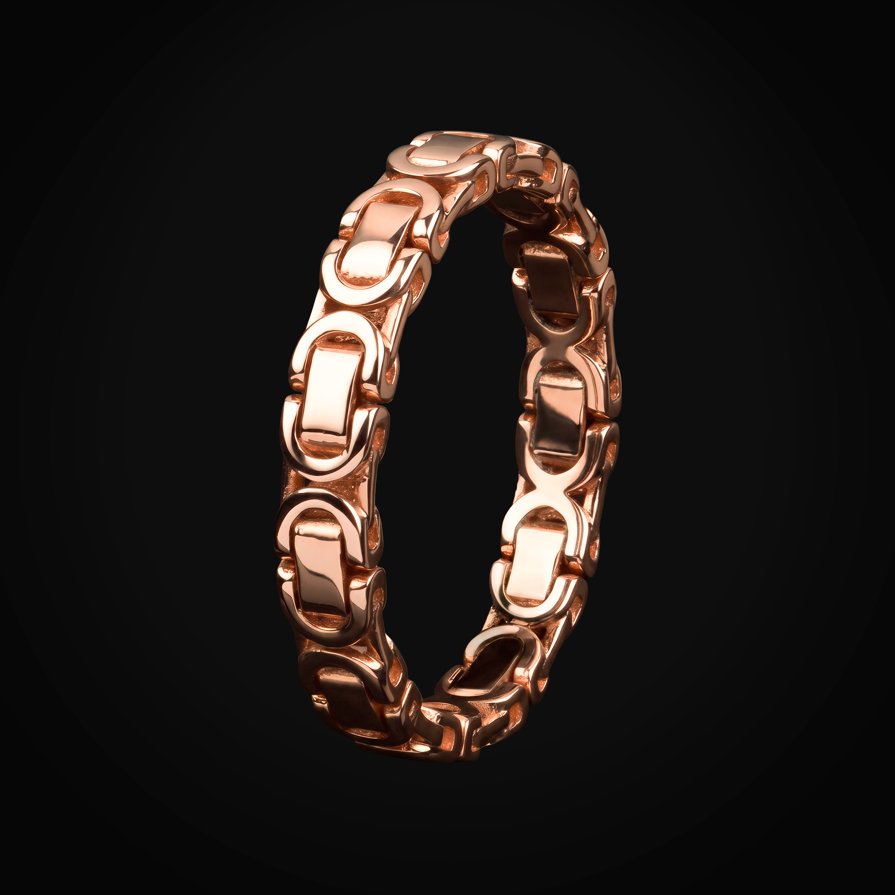 Anillo 14k Oro Rosa Tejido Bizantino + Estuche