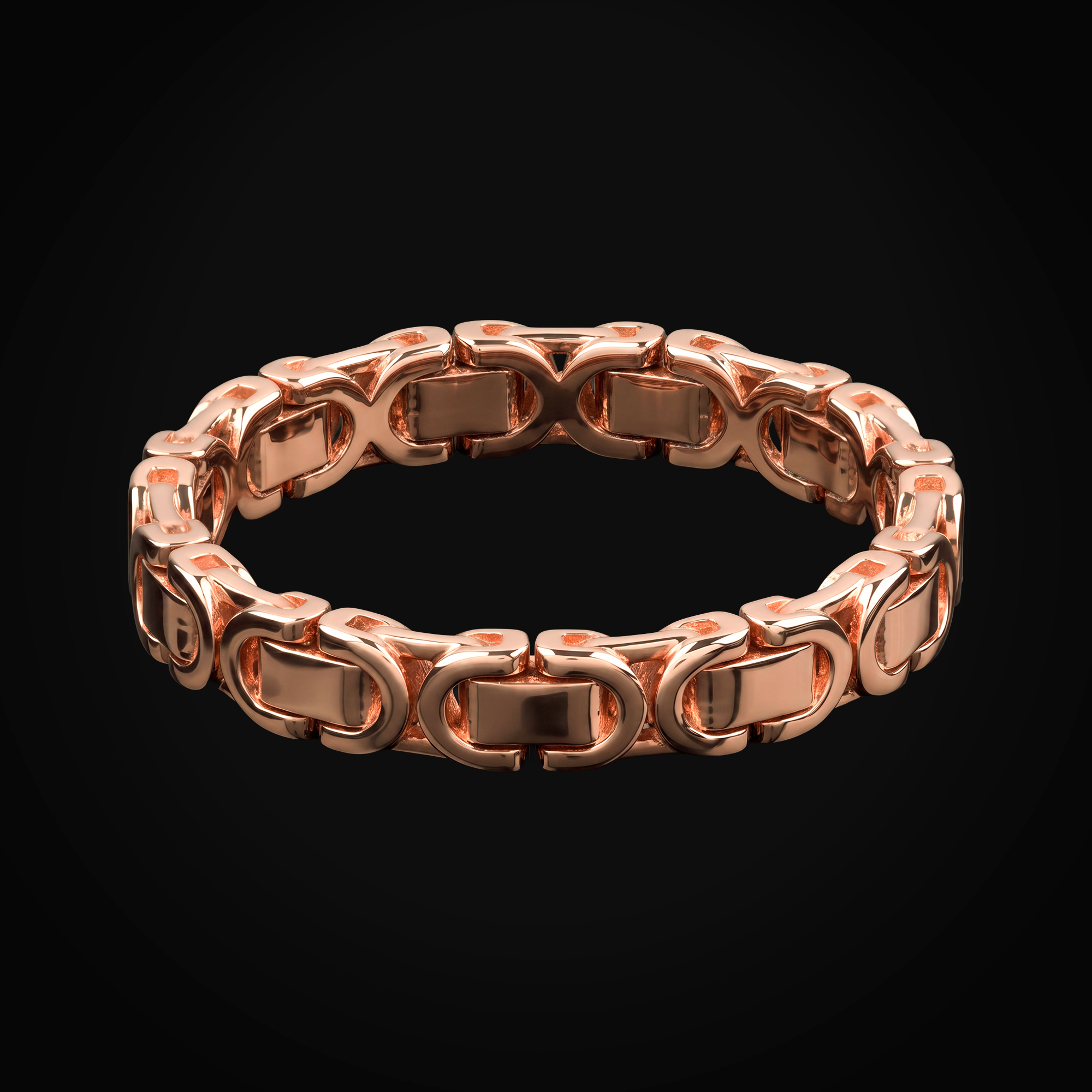 Anillo 14k Oro Rosa Tejido Bizantino + Estuche