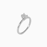 Anillo Oro Blanco 14k Corte Esmeralda con Diamante