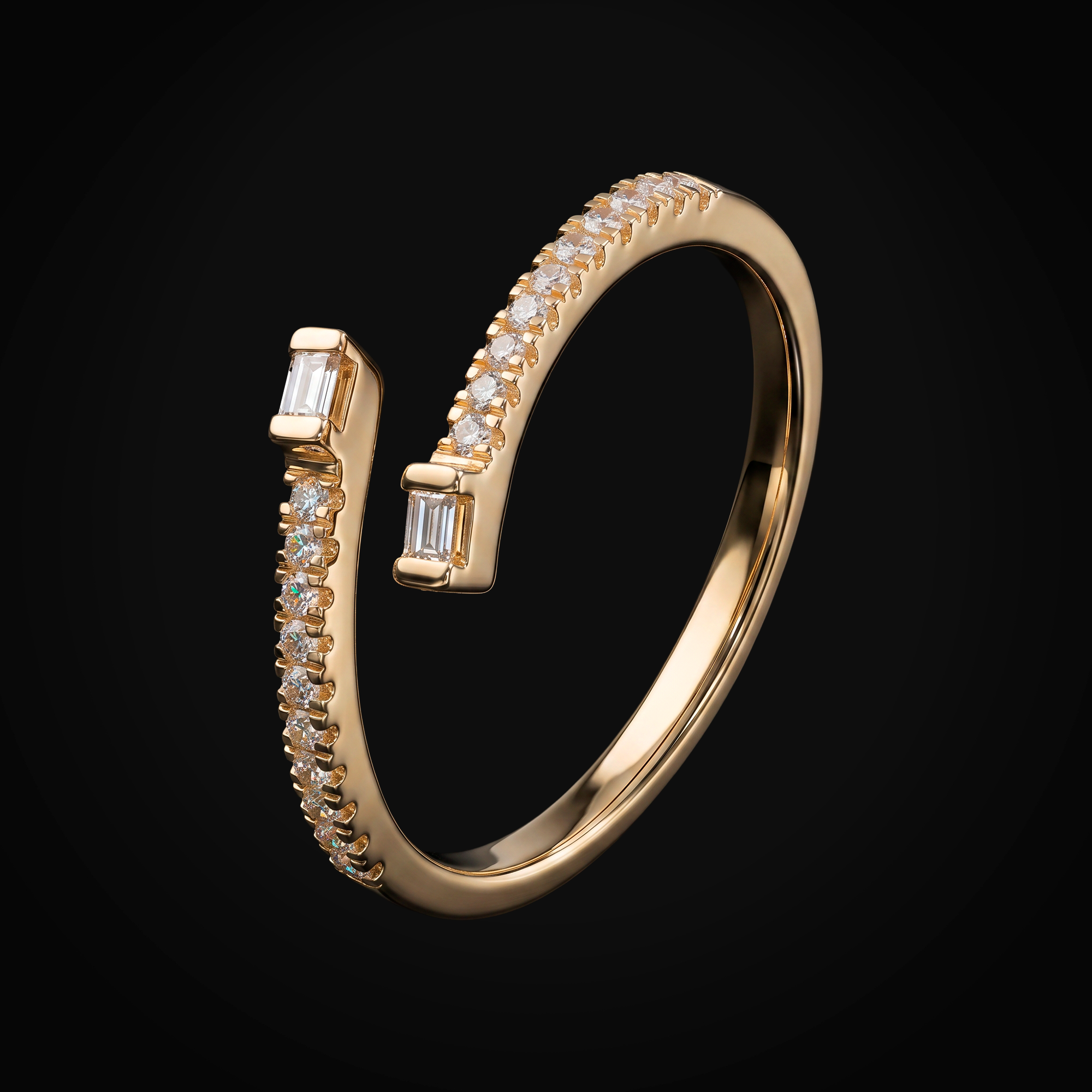 Anillo 14k 2 Media Churumbela Dos Puntas Oro Amarillo + Estuche