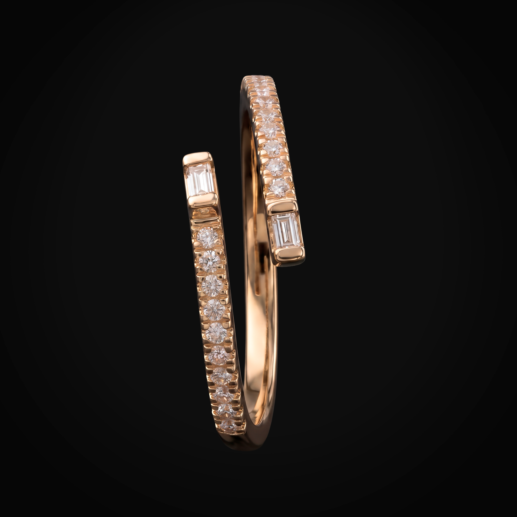 Anillo 14k 2 Media Churumbela Dos Puntas Oro Amarillo + Estuche