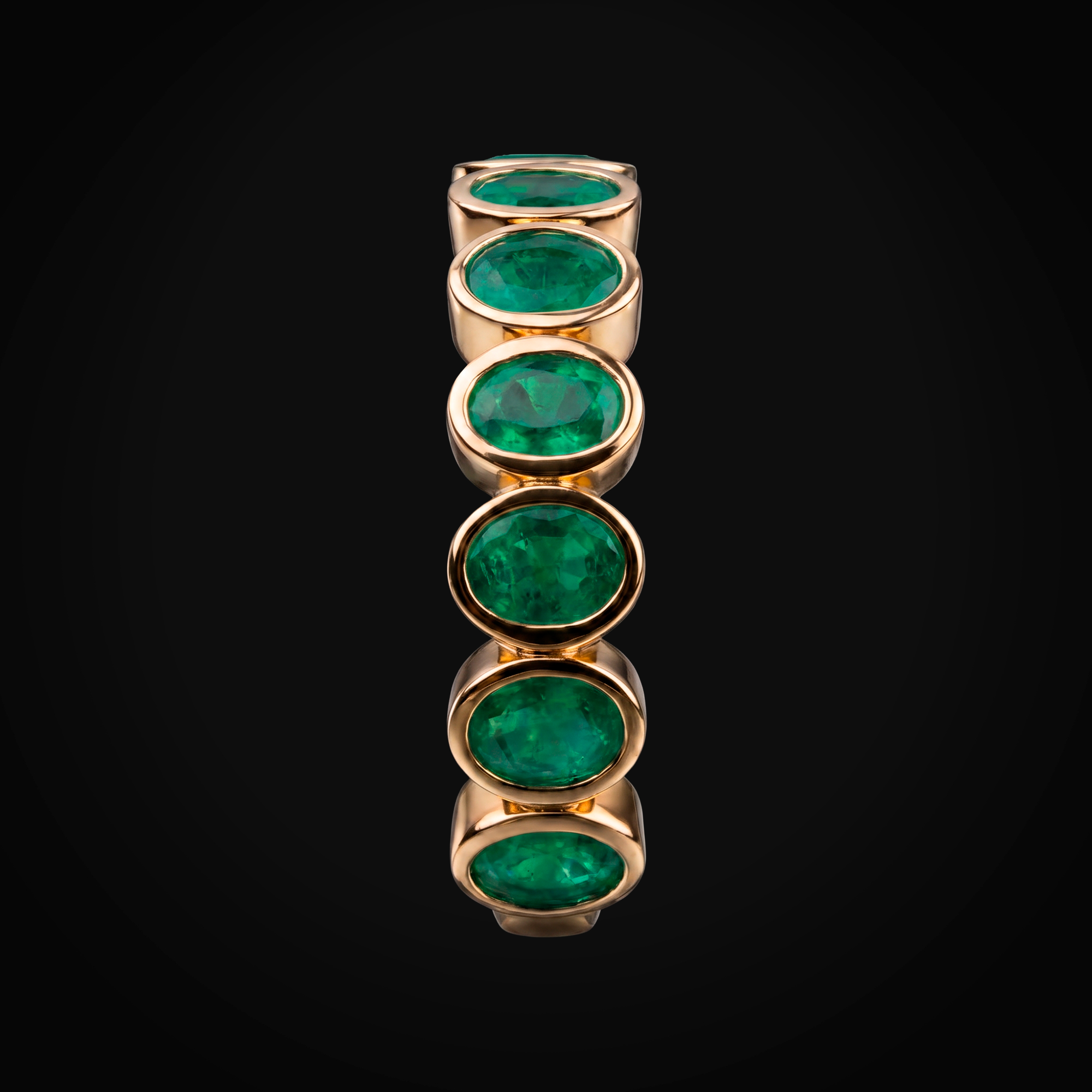 Anillo 14k Media Churumbela Esmeraldas Oro Amarillo + Estuche