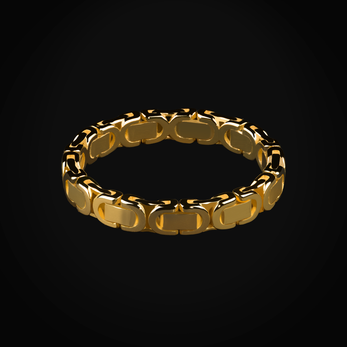 14k Yellow Gold Byzantine Weave Ring + Case