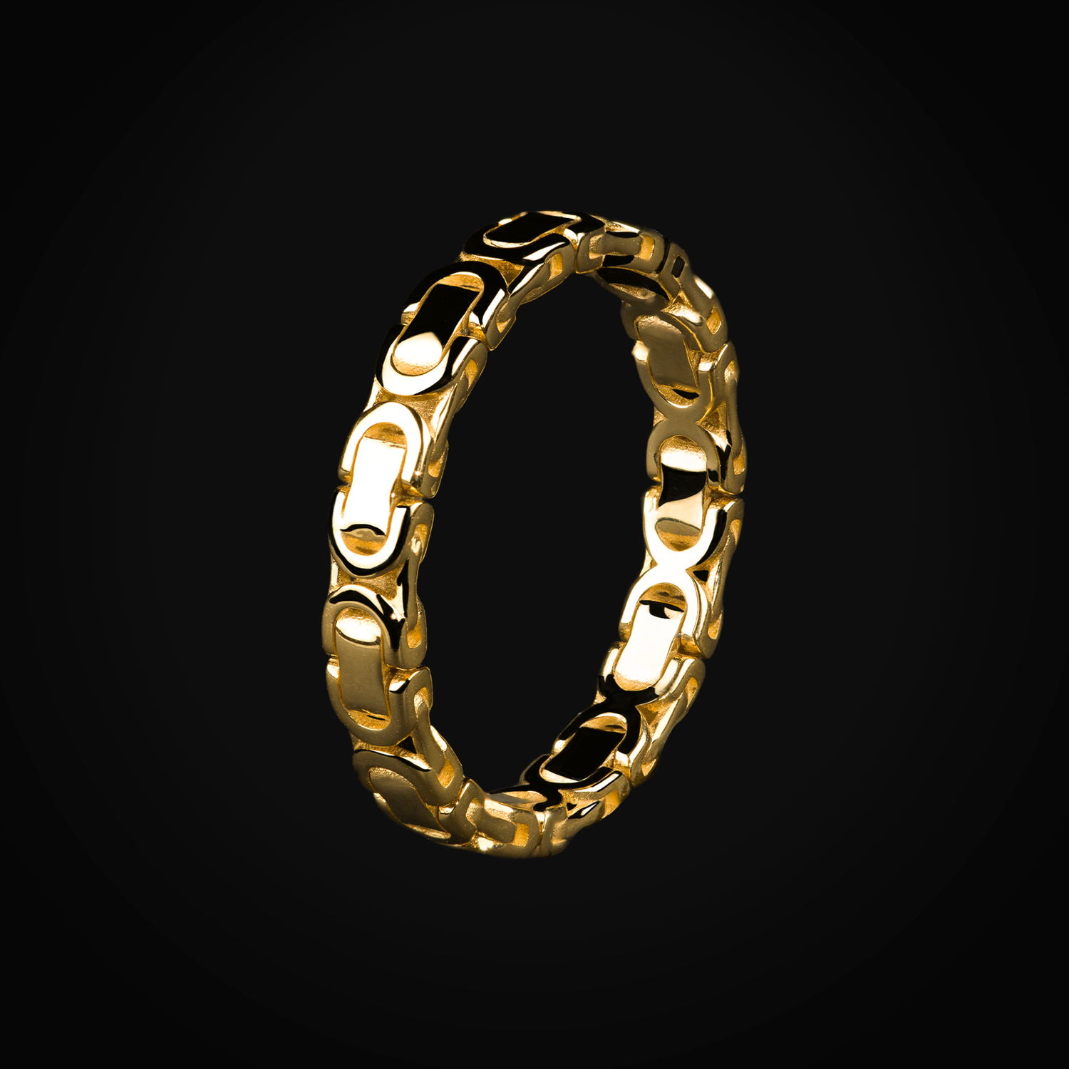 14k Yellow Gold Byzantine Weave Ring + Case