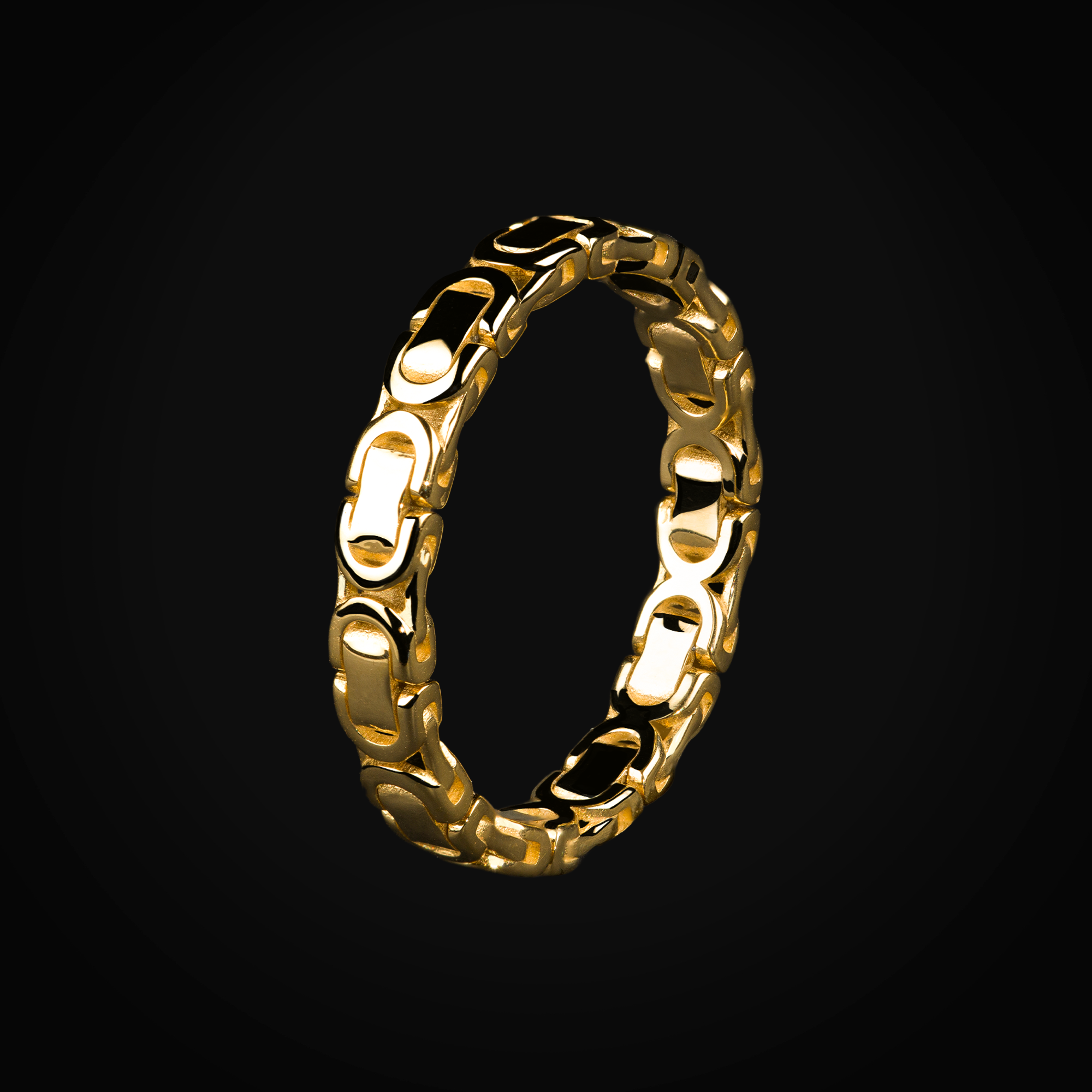 Anillo 14k oro amarillo tejido bizantino + Estuche
