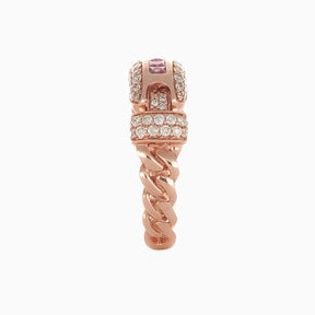 Anillo Eslabón entrelazado Oro Rosa 14k con Diamantes & Piedras Centrales Preciosas Color Rosa