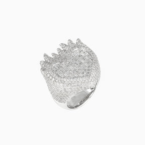 Anillo Corazón Fuego Oro Blanco 14k con Diamantes