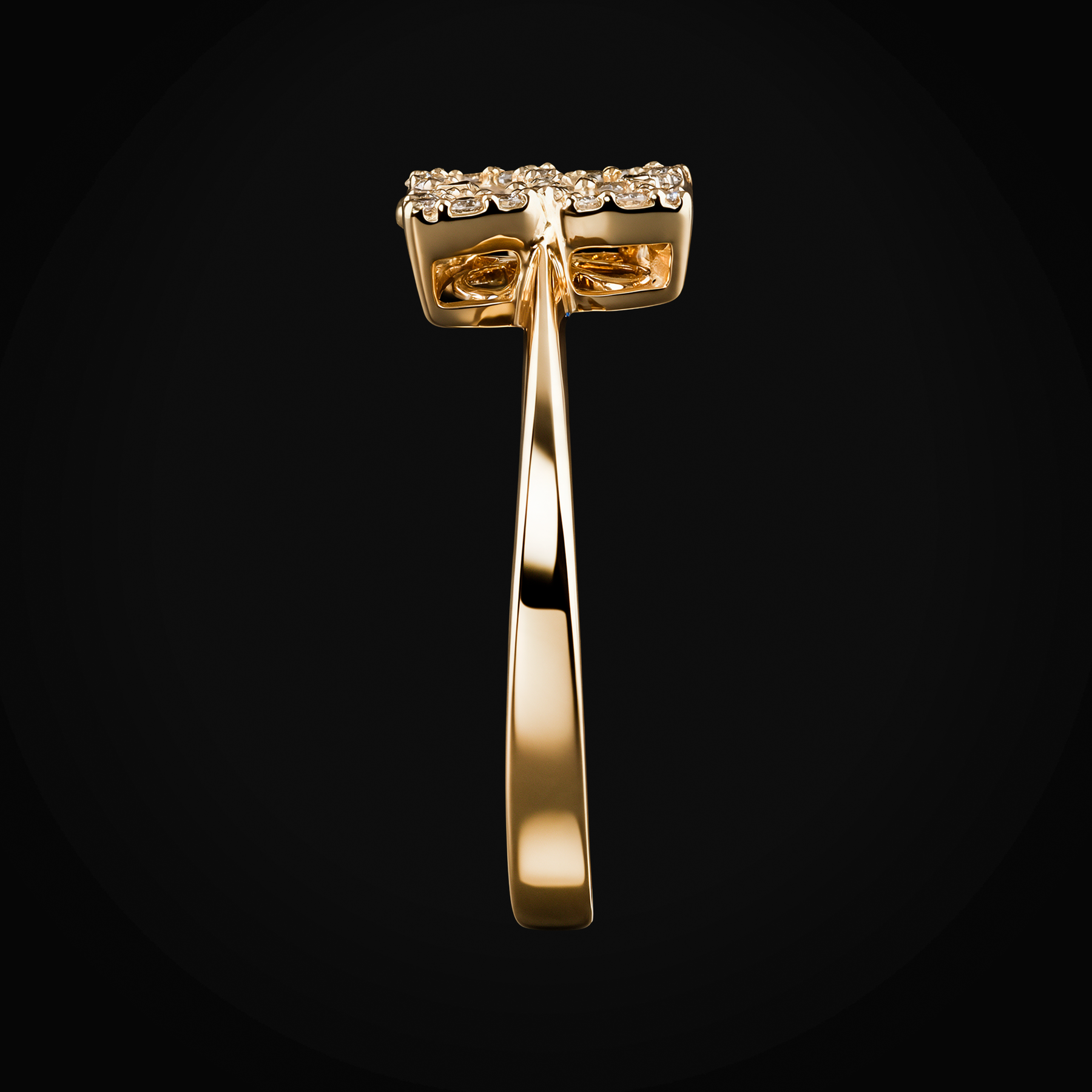 Anillo mariposa Full Ice de oro amarillo 14K con diamantes 0.30 ct + estuche
