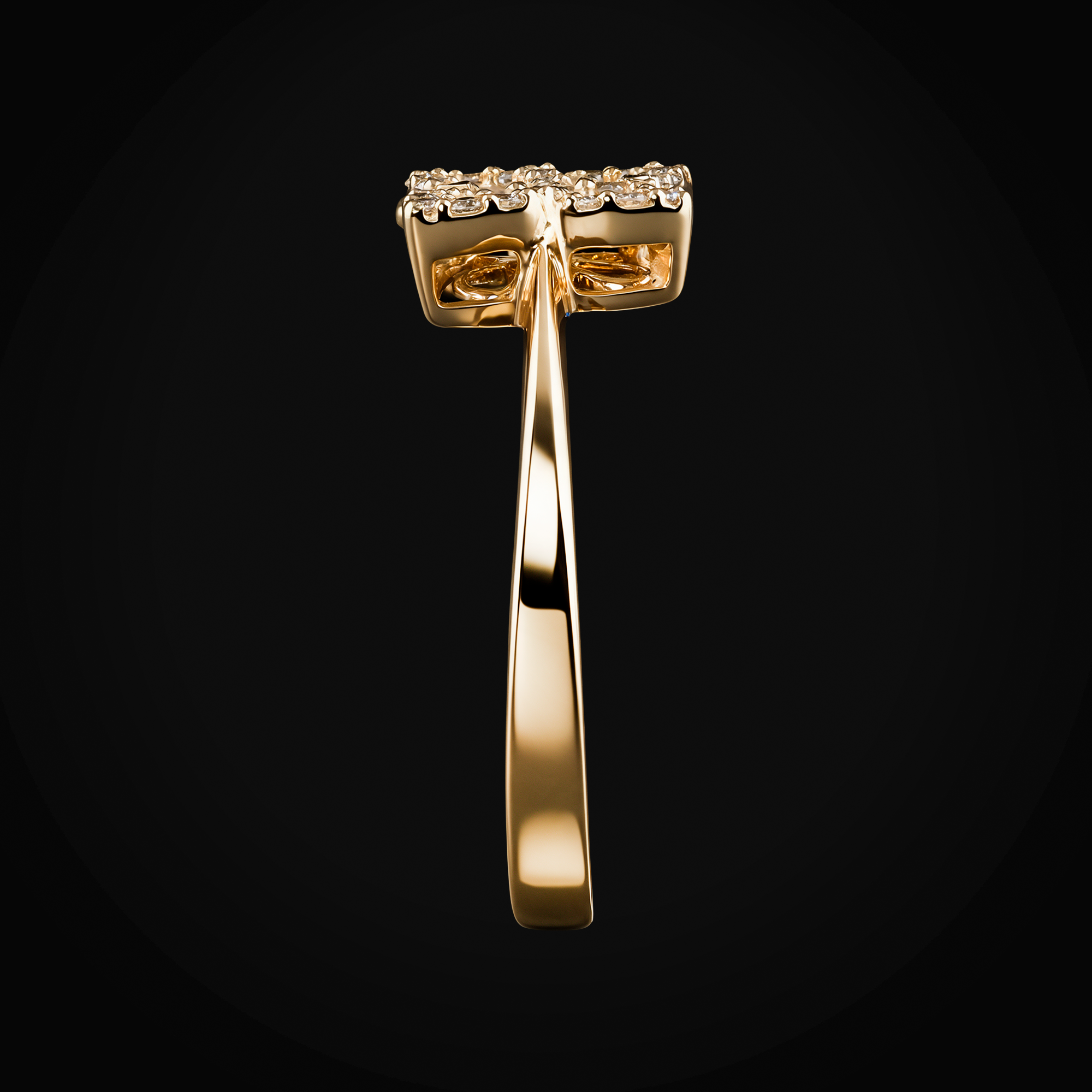 Anillo mariposa Full Ice de oro amarillo 14K con diamantes 0.30 ct + estuche