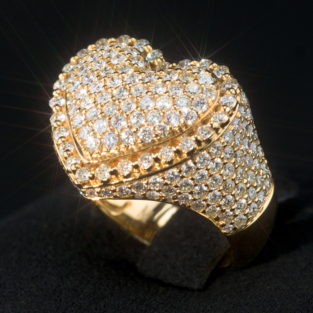 Anillo Corazón en Relieve Full Ice 14k