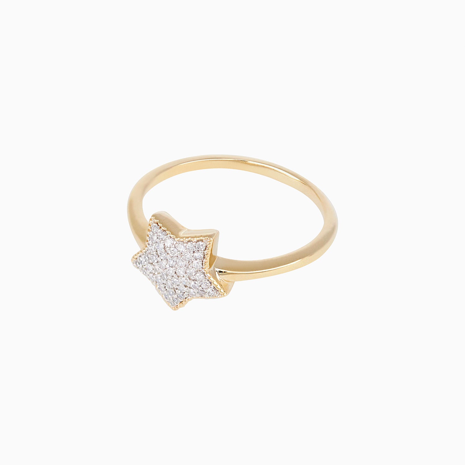 Anillo Oro Amarillo 10k Estrella 5 Picos con Diamantes