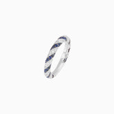 Anillo Oro Blanco 14k Espiral Azul con Diamantes