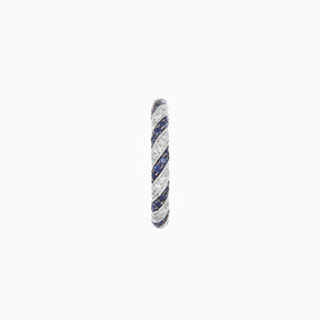 Anillo Oro Blanco 14k Espiral Azul con Diamantes