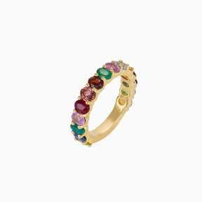 Anillo Oro Amarillo 14k Churumbela Rainbow con Diamantes