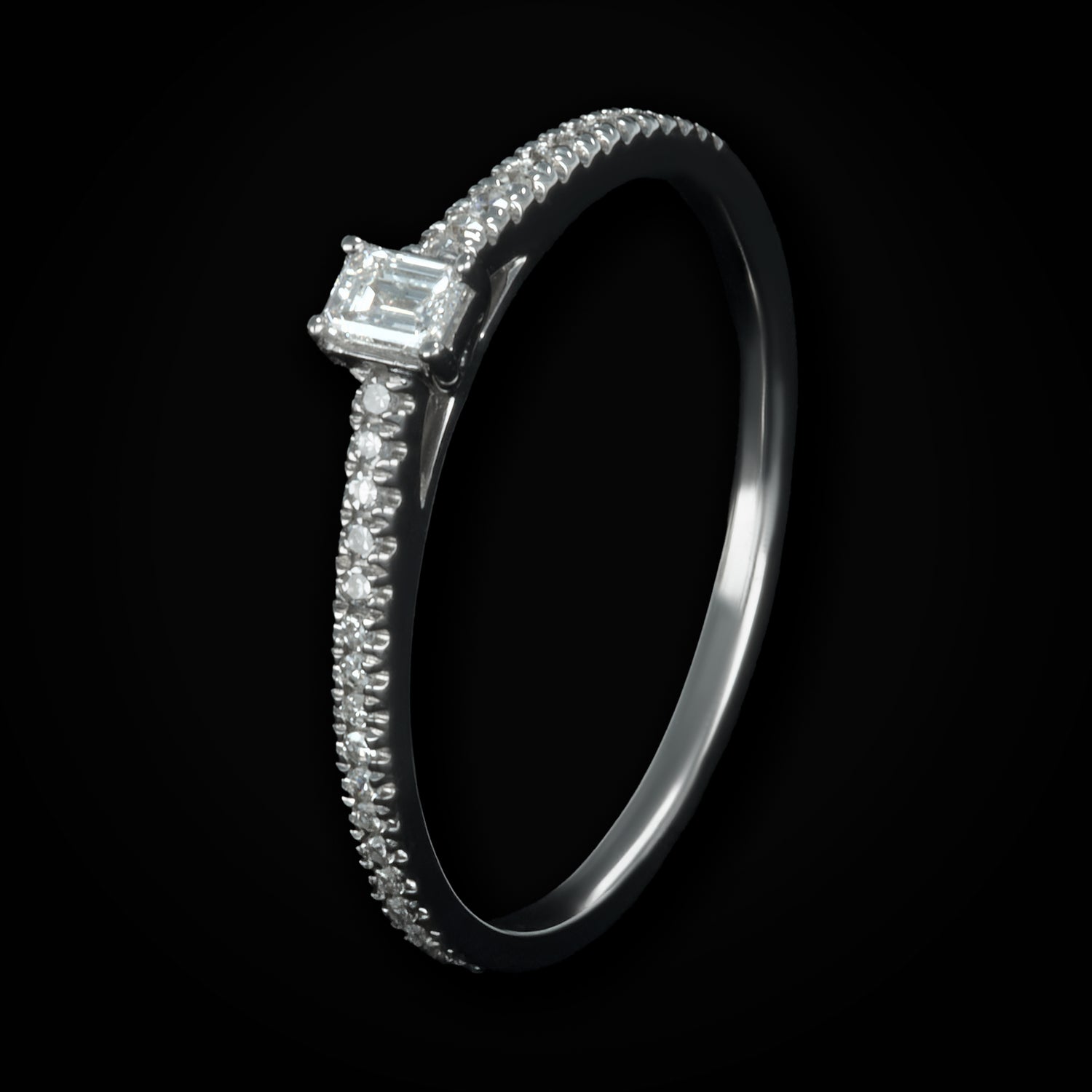 Anillo Central y Laterales Full Ice Oro 14k   + Estuche