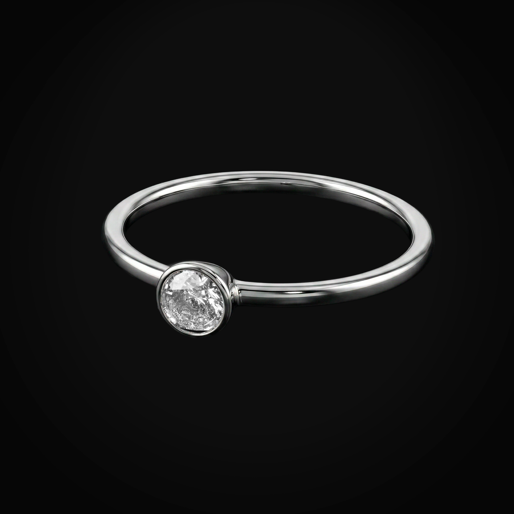 Anillo 14k solitario oro blanco con diamantes de mina corte brillante + Estuche | anillo de oro | Maestros Joyeros