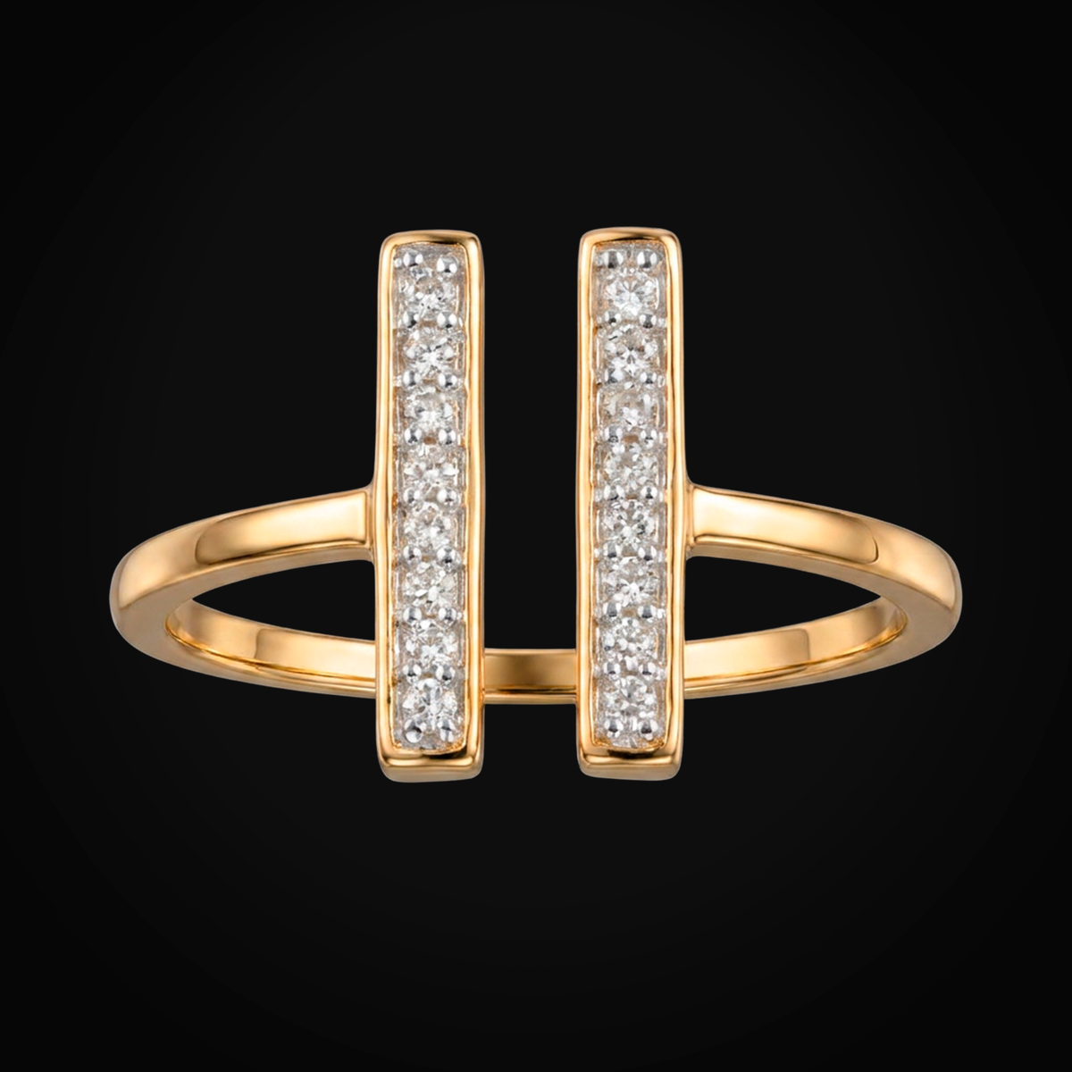 Anillo 10k 2 Puntas Bastago En Cada Una Oro Amarillo + Estuche