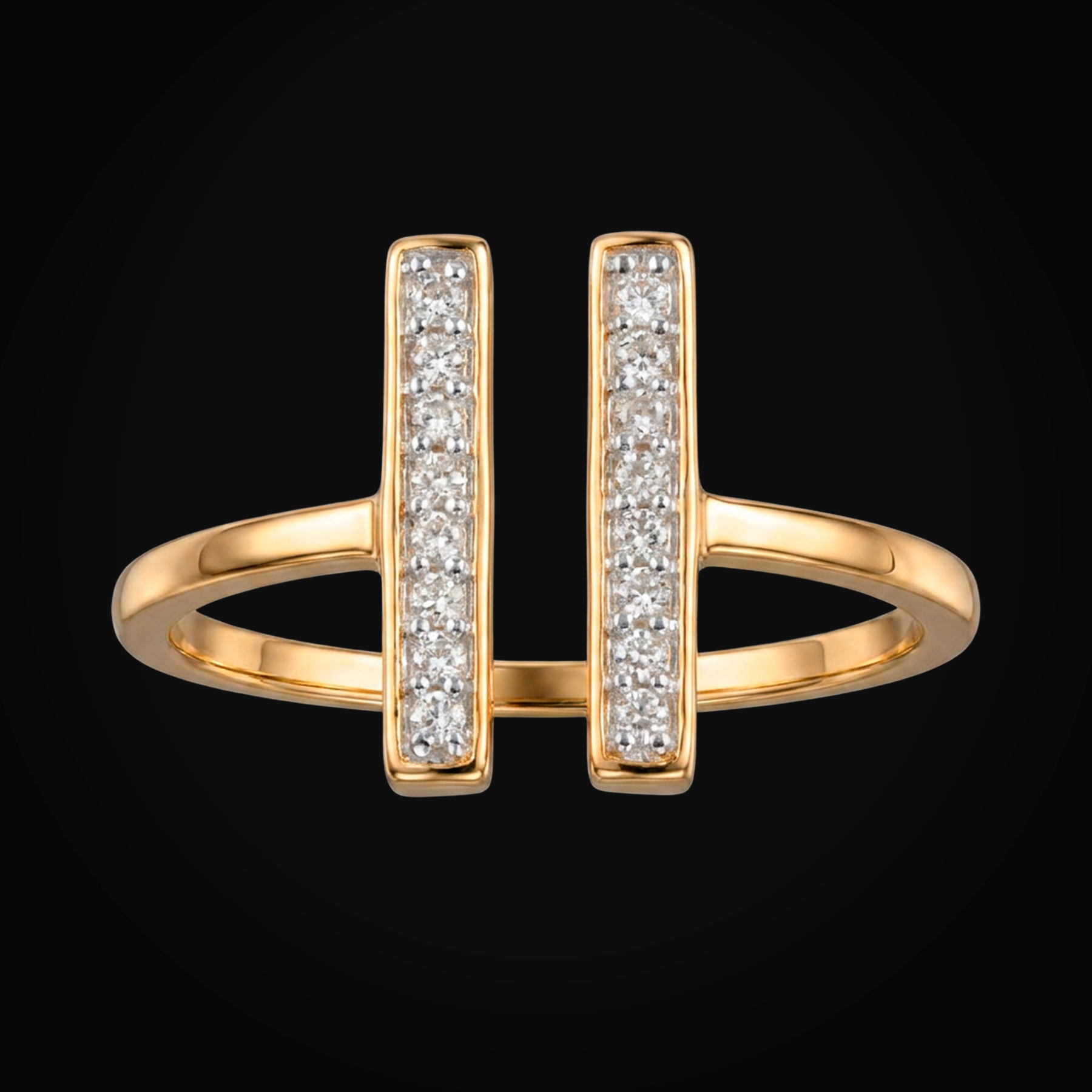 Anillo 10k 2 Puntas Bastago En Cada Una Oro Amarillo + Estuche