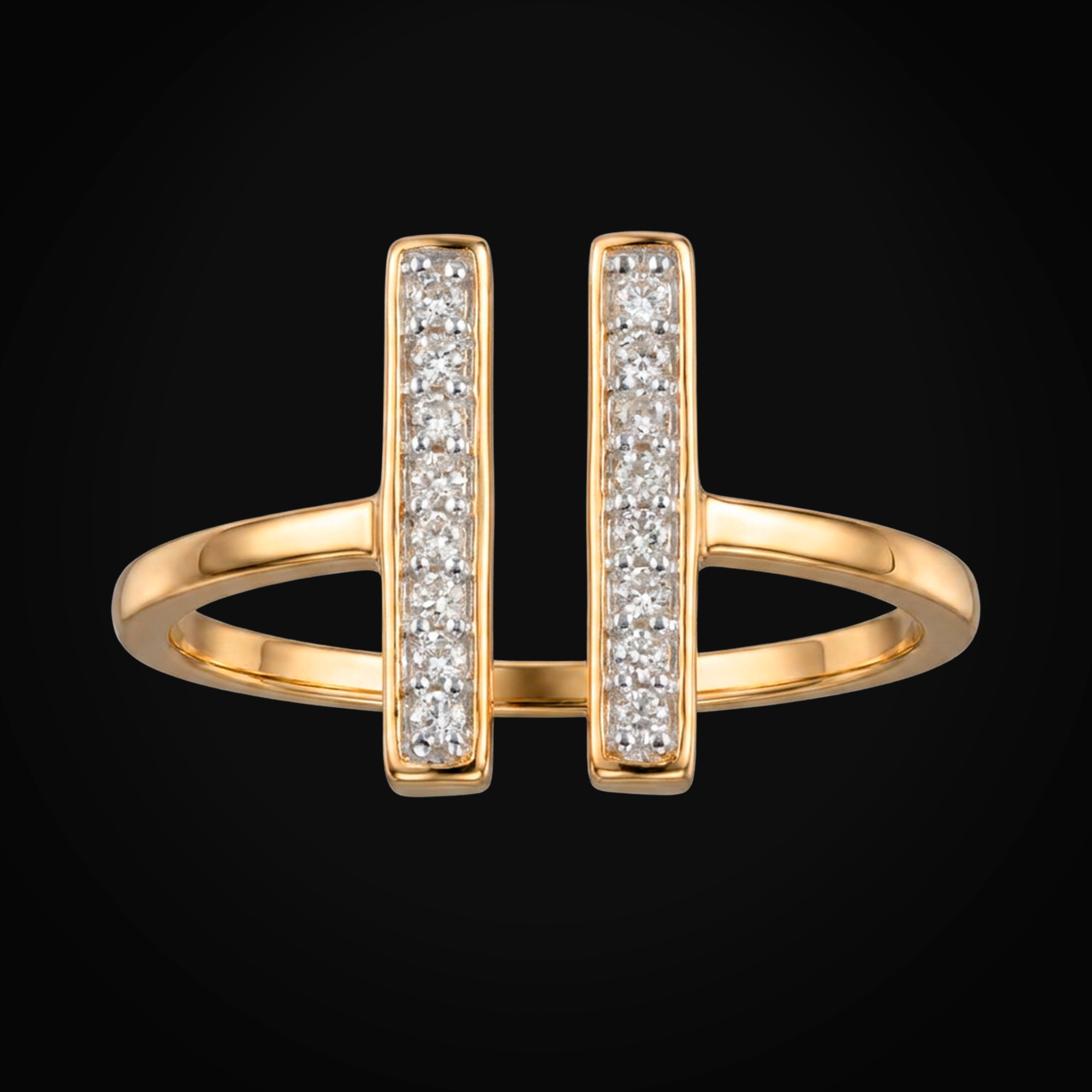 Anillo 10k 2 Puntas Bastago En Cada Una Oro Amarillo + Estuche