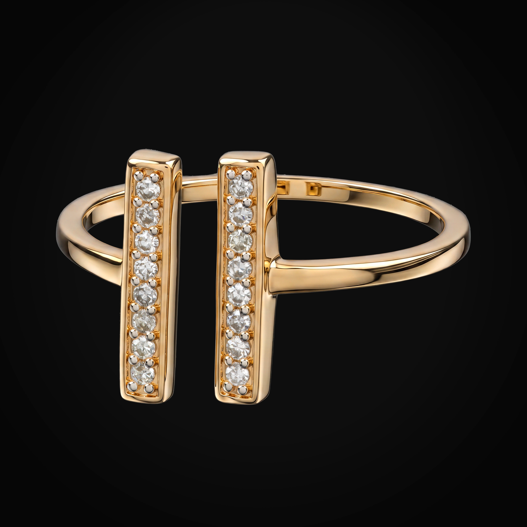 Anillo 10k 2 Puntas Bastago En Cada Una Oro Amarillo + Estuche