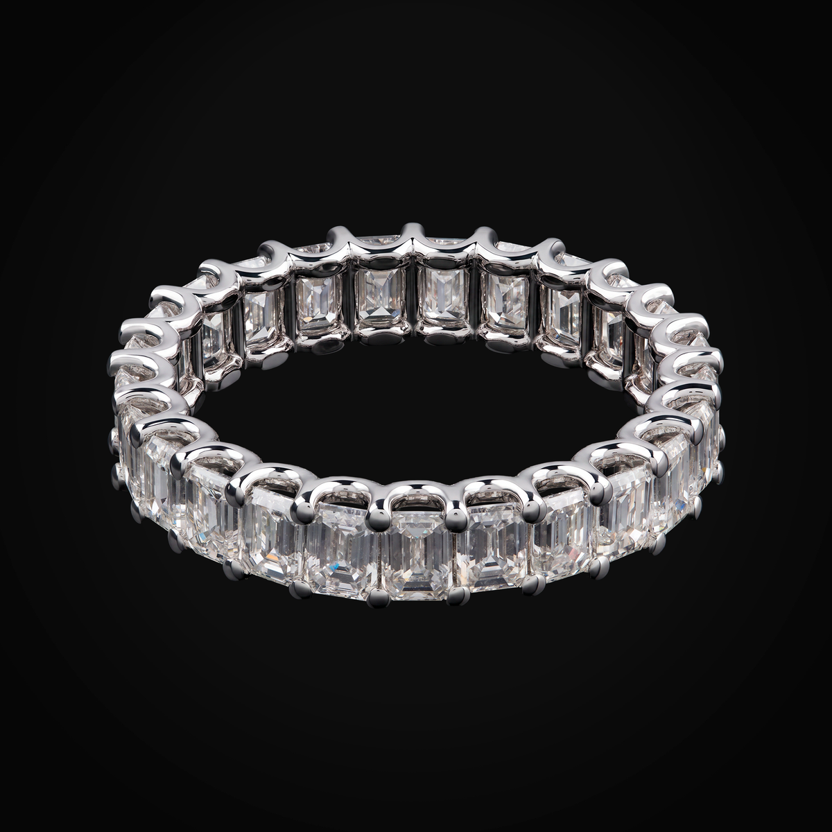 Anillo 14k Churumbela Oro Blanco Diamantes De Mina Corte Esmeralda + Estuche