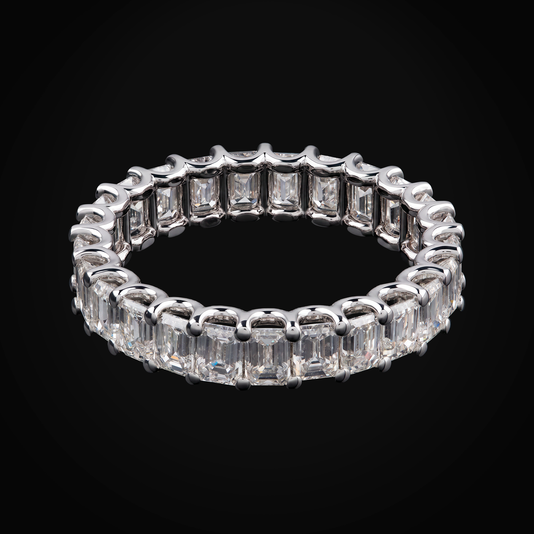 Anillo 14k Churumbela Oro Blanco Diamantes De Mina Corte Esmeralda + Estuche