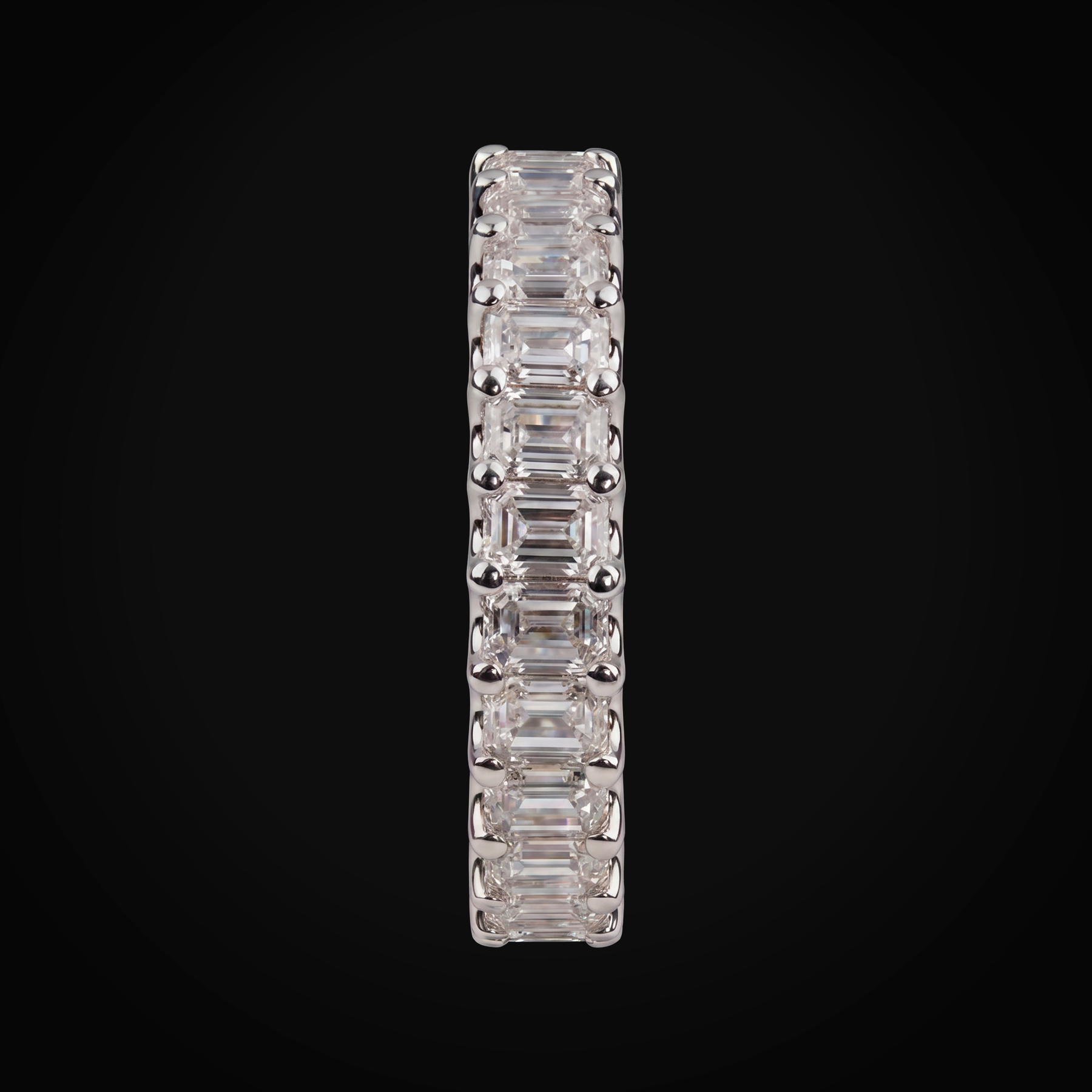 Anillo 14k Churumbela Oro Blanco Diamantes De Mina Corte Esmeralda + Estuche