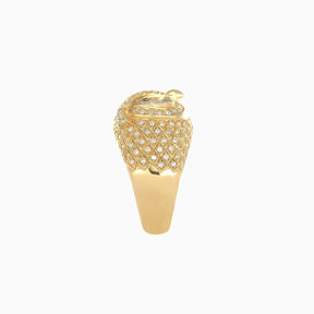 Anillo Figura Búho Oro Amarillo 10k con Diamantes