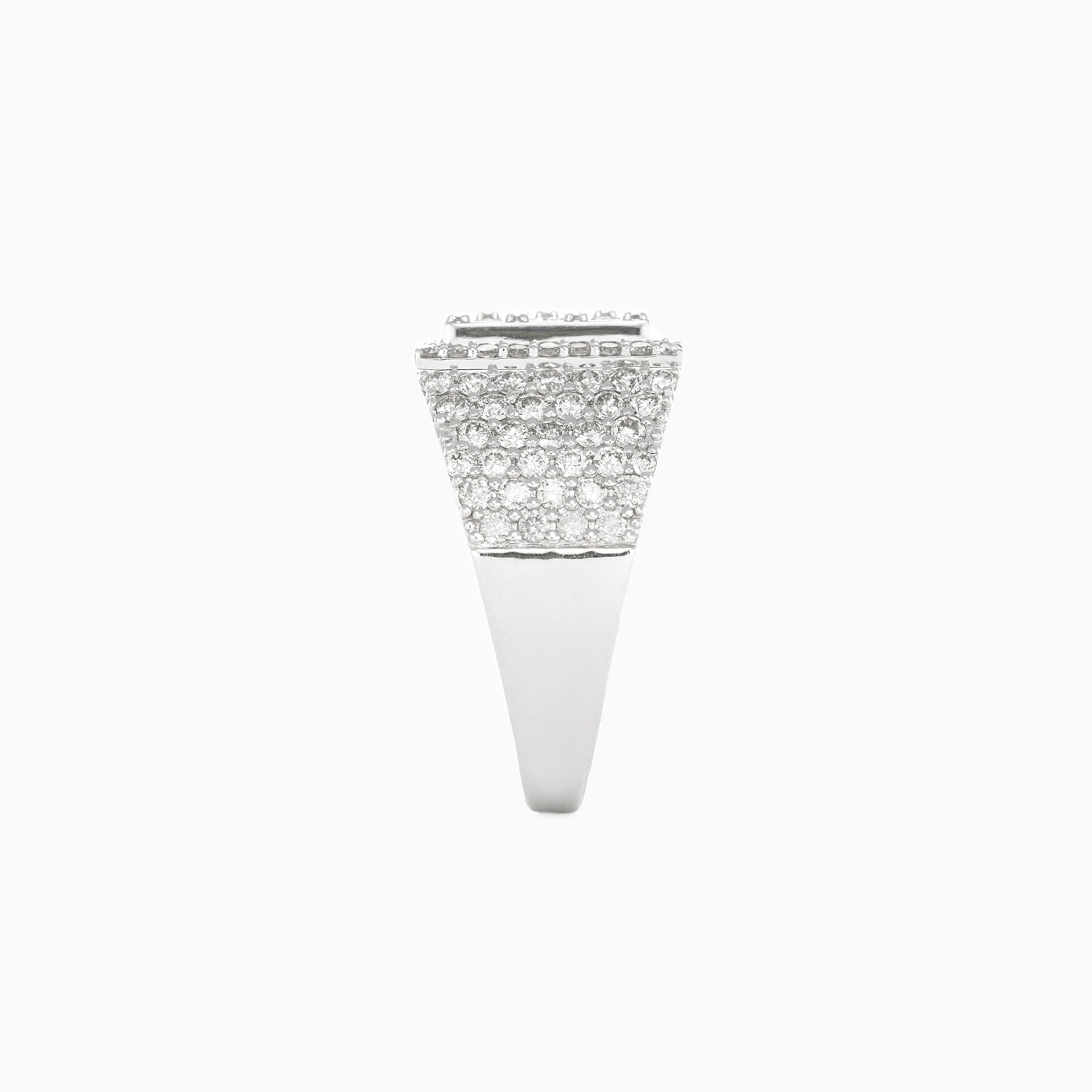 Anillo Oro Blanco 14k Cuadrado al Centro con Diamantes