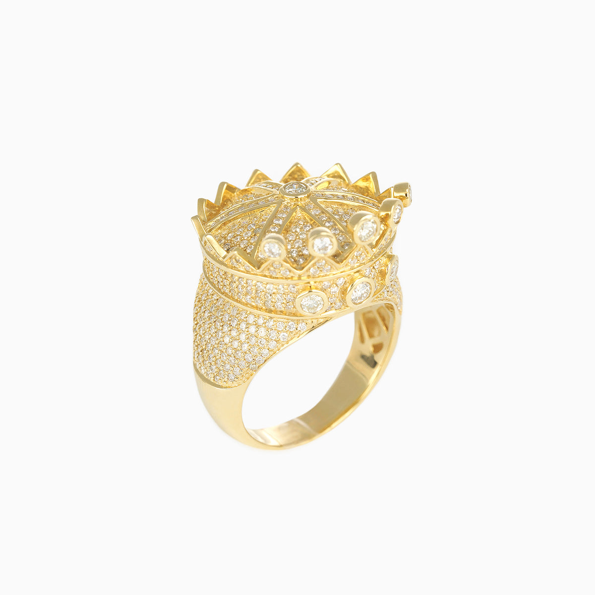 Anillo Corona Oro Amarillo 10k con Diamantes