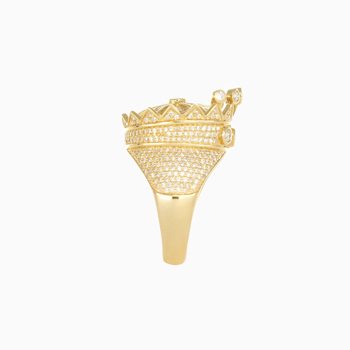 Anillo Corona Oro Amarillo 10k con Diamantes