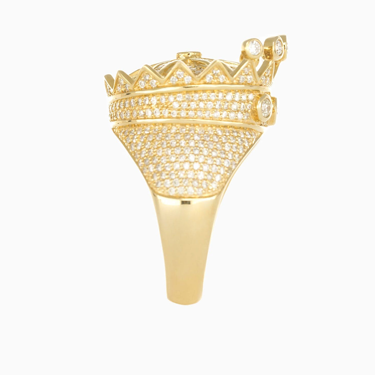 Anillo Corona Oro Amarillo 10k con Diamantes