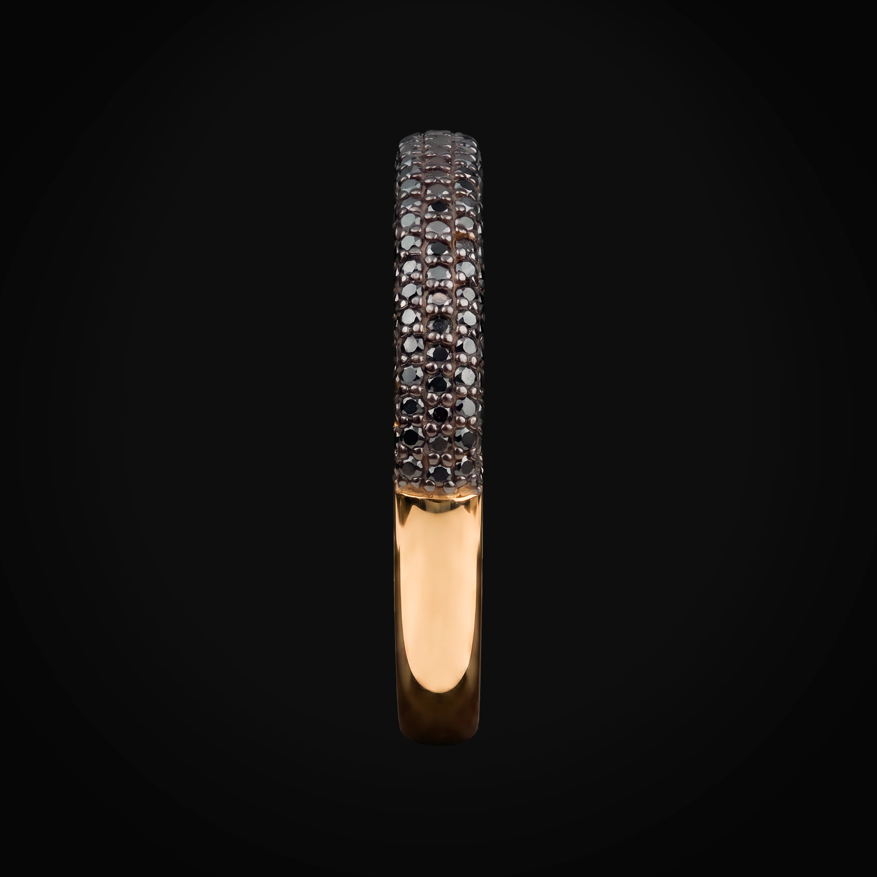 Anillo Medio Cuerpo Full Iced 14k Oro Amarillo Con Diamantes Black + Estuche