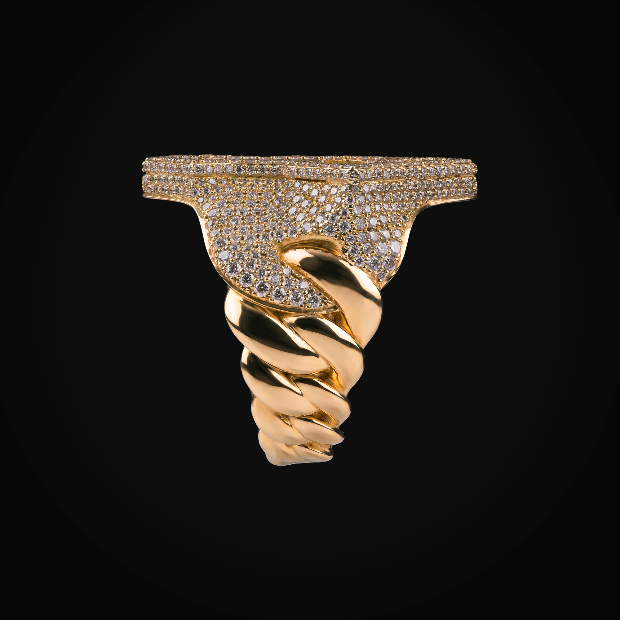 Anillo Barbado Cruz Central 18k Oro Amarillo Con Diamantes + Estuche