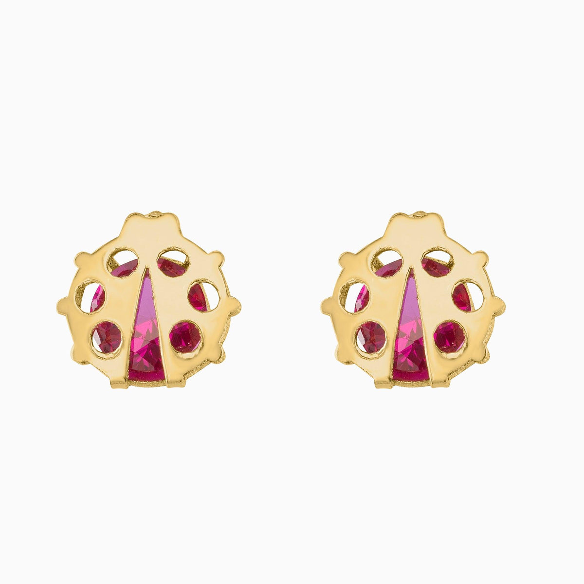 Broqueles Catarina + Circonia Suiza Central Roja Oro 14k + Estuche | broquel de oro | Maestros Joyeros