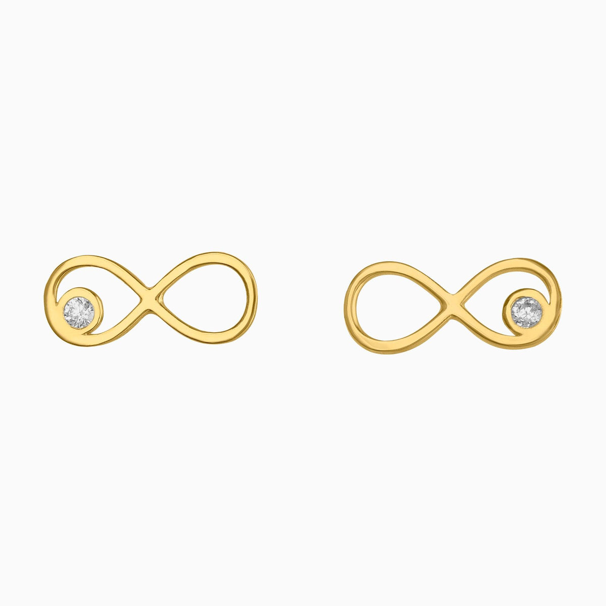 Broqueles Figura Infinito Oro 14k con Circonia + Estuche | broquel de oro | Maestros Joyeros