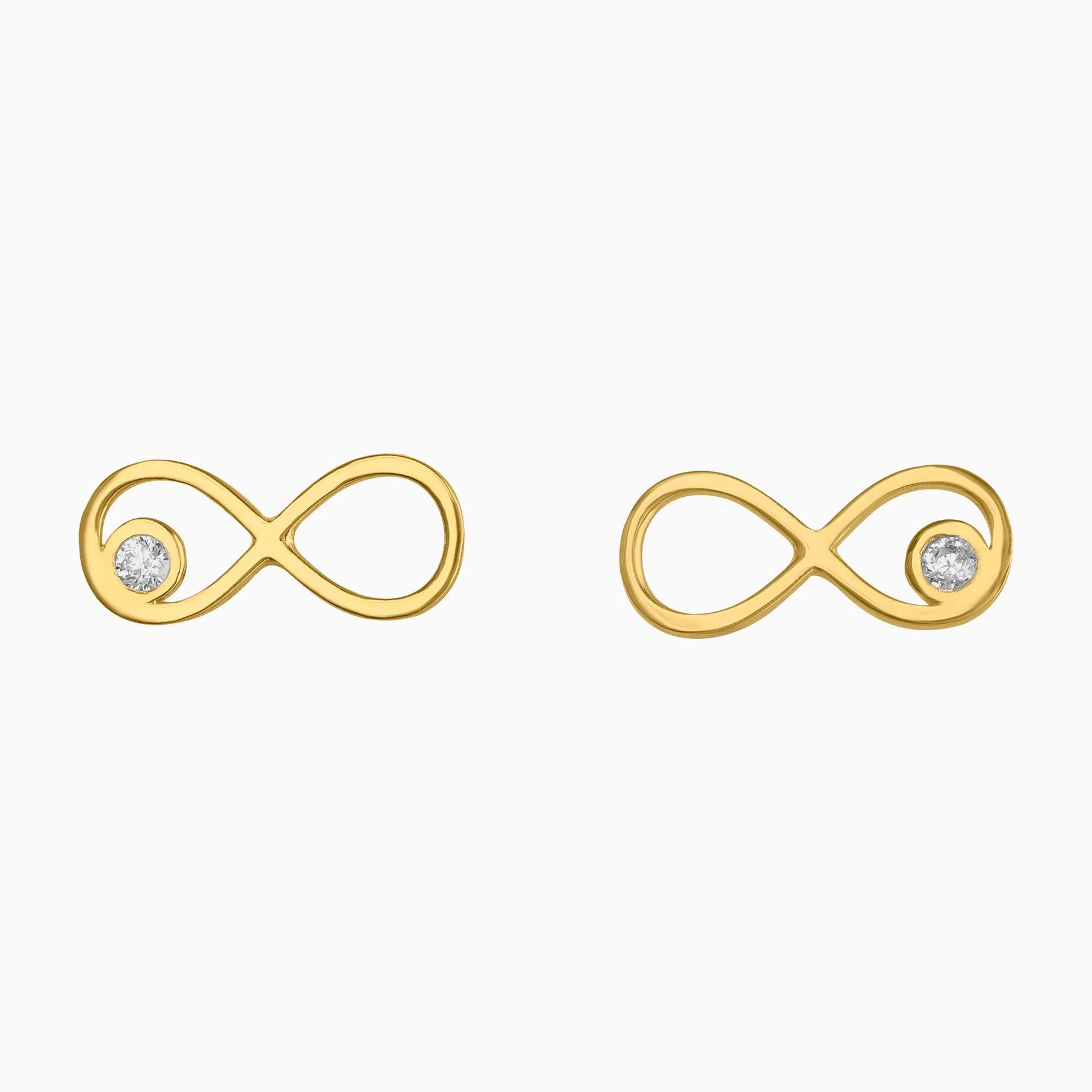 Broqueles Figura Infinito Oro 14k con Circonia + Estuche | broquel de oro | Maestros Joyeros