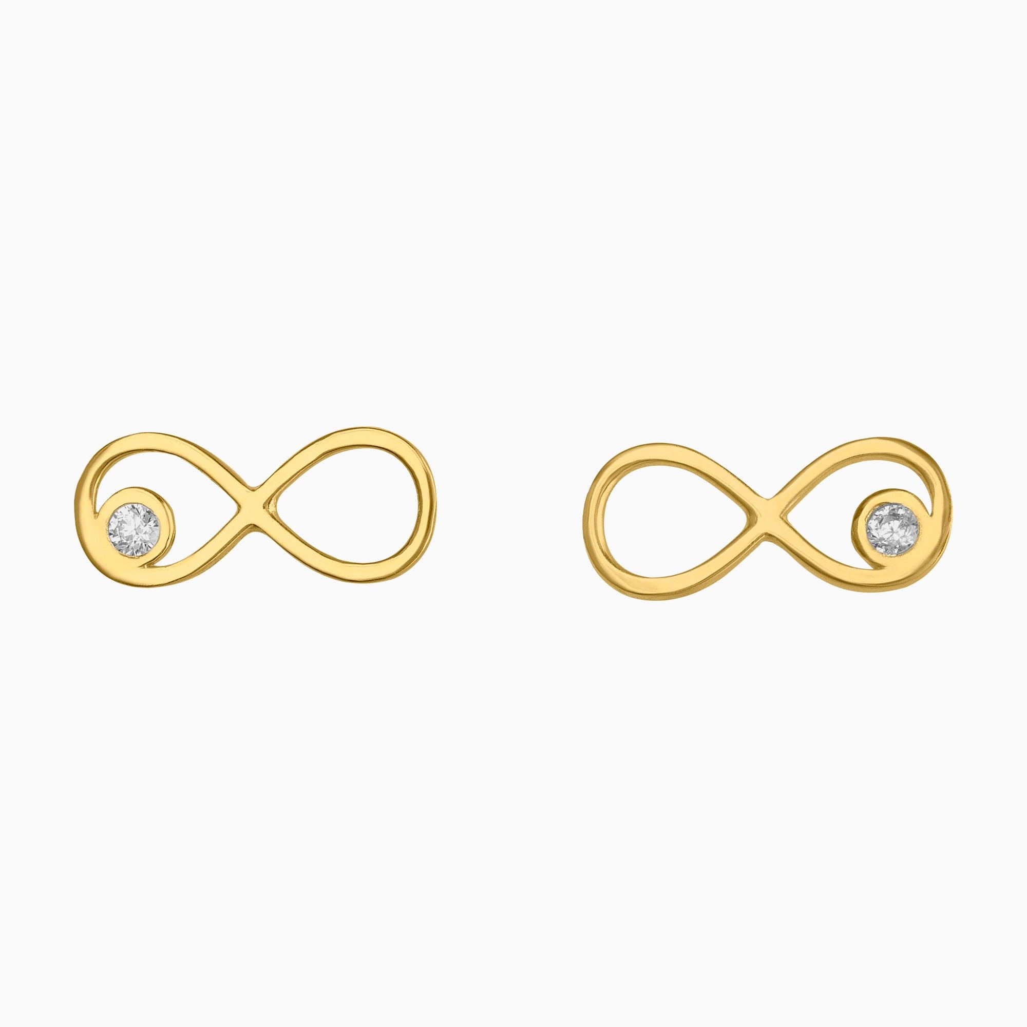 Broqueles Figura Infinito Oro 14k con Circonia + Estuche | broquel de oro | Maestros Joyeros