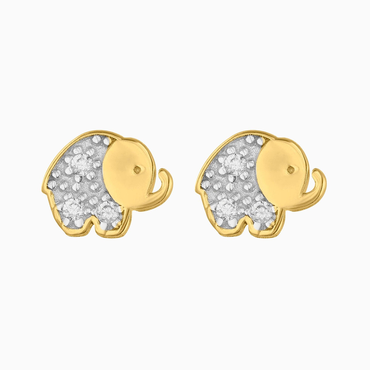 Broqueles Elefante Oro 14k con Circonias + Estuche | broquel de oro | Maestros Joyeros