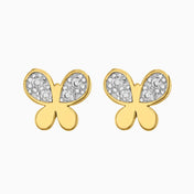 Broqueles Mariposa  Oro 14k con Circonias