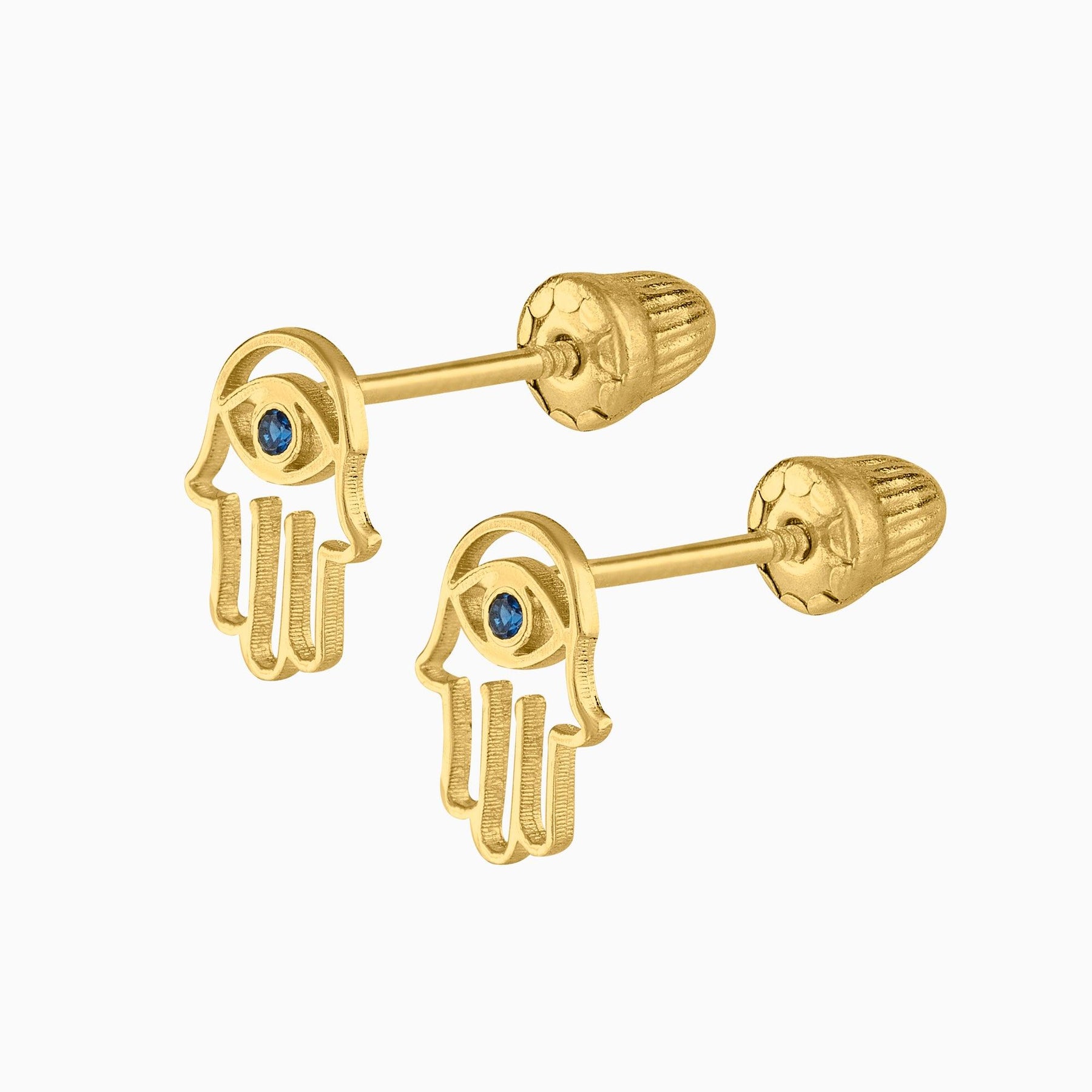 Broqueles Mano de Fátima Oro 14k con Circonia + Estuche | broquel de oro | Maestros Joyeros