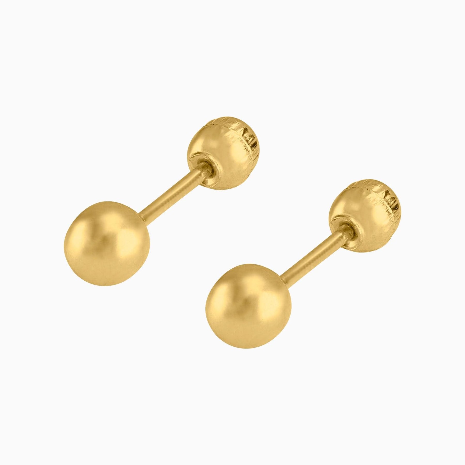 Broqueles Bola Hueca 14k Oro Amarillo