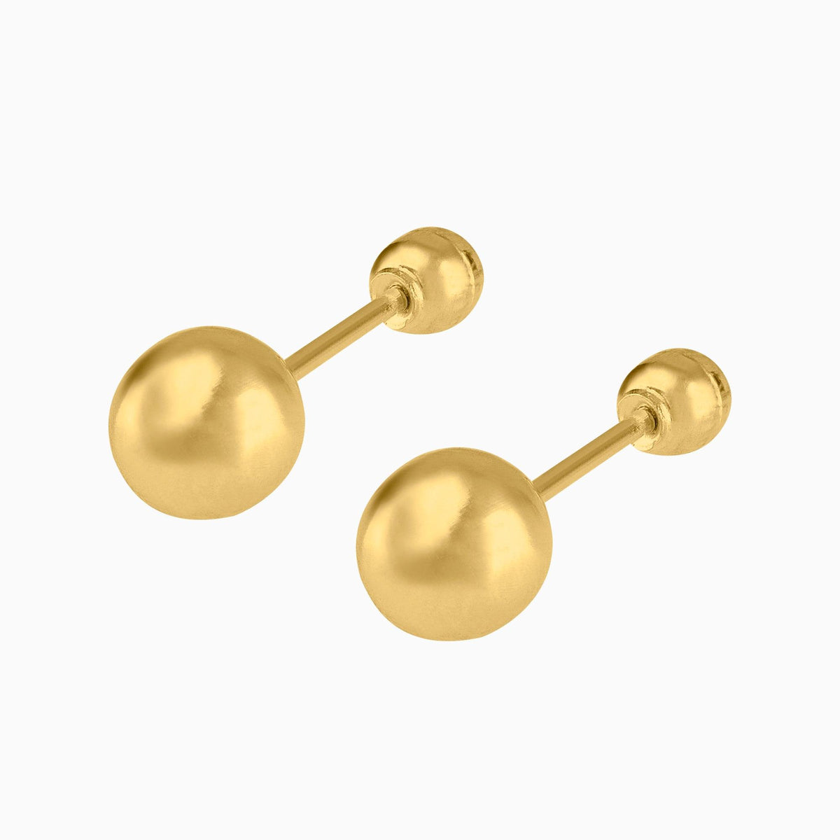 Broqueles Bola Hueca Oro Amarillo 14k