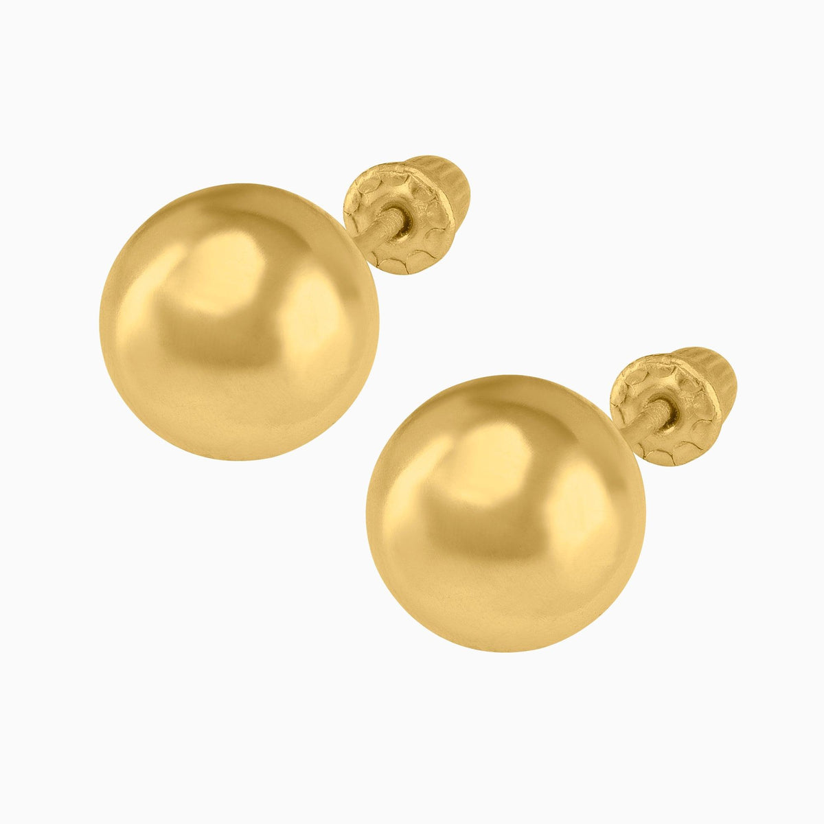 Broqueles Bola Hueca 14k Oro Amarillo + Estuche