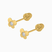 Broqueles Mariposa Oro Amarillo 14k con Circonias