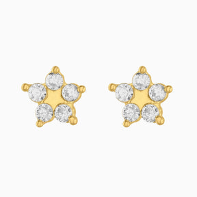 Broqueles Estrella Oro Amarillo 14k con Circonias