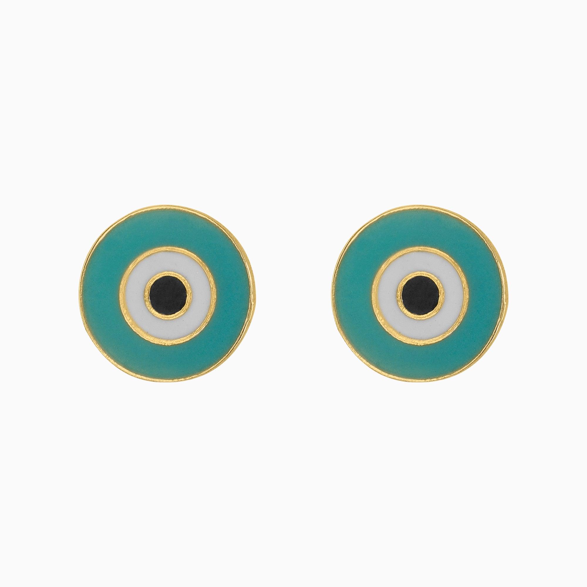 Broqueles Ojo Turco Oro Amarillo 14k