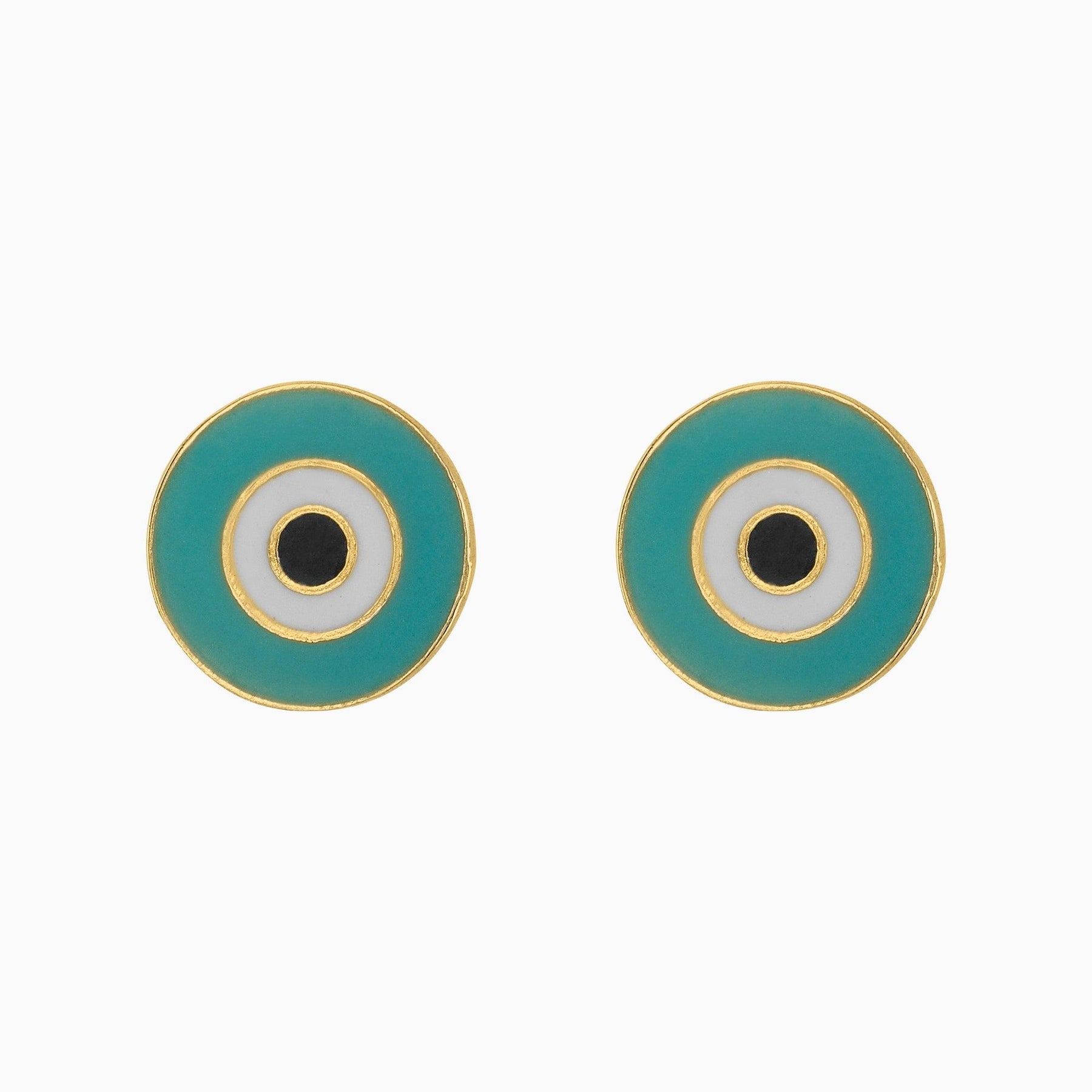 Broqueles Ojo Turco Oro Amarillo 14k + Estuche | broquel de oro | Maestros Joyeros