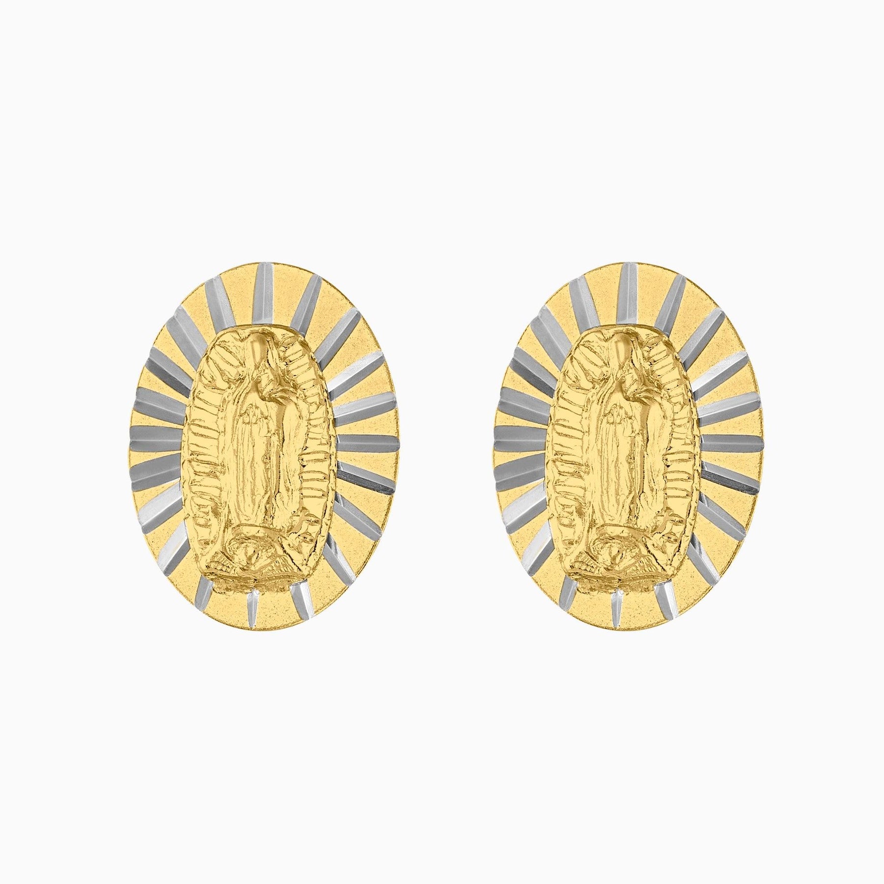 Broqueles Oro 14k Figura Virgen + Estuche | broquel de oro | Maestros Joyeros
