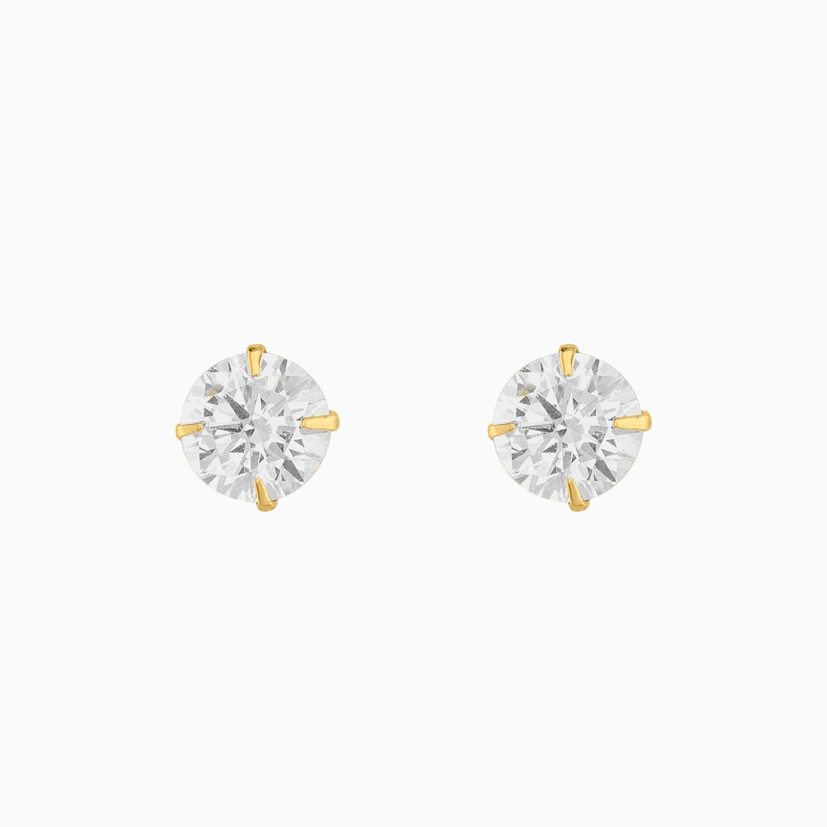 Broqueles Solitarios Oro Amarillo 14k con Circonia | broquel de oro | Maestros Joyeros